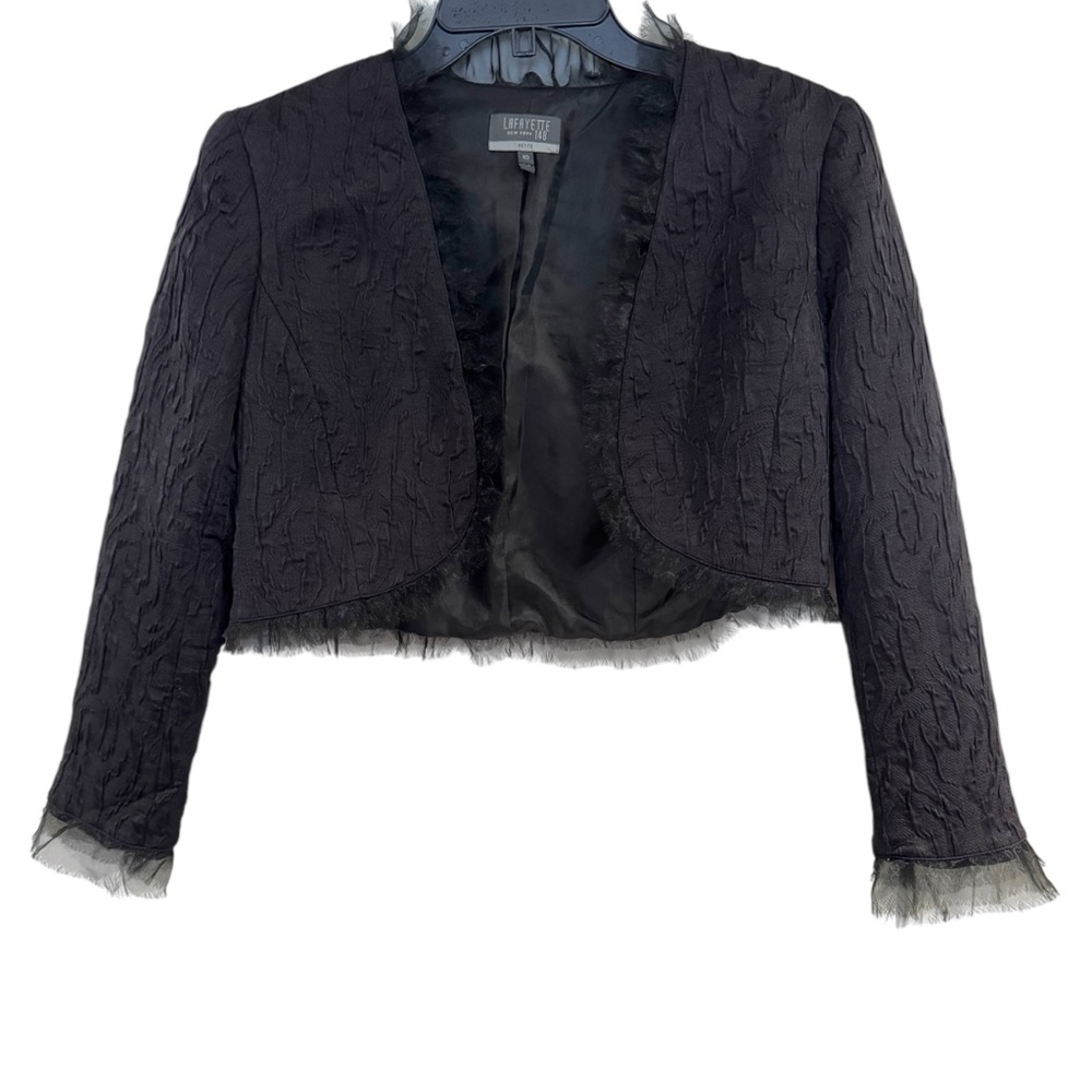 Lafayette 148 Black Cropped Blazer Jacket 10 - Picture 12 of 14